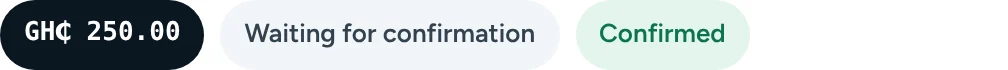 A custom price waiting for confirmation, then confirmed
